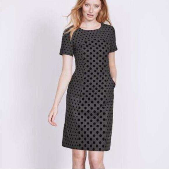 Boden Kathryn Wool Blend Polka Dot Dress green sz 8 long - Picture 2 of 9